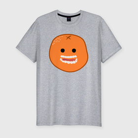 Мужская футболка хлопок Slim с принтом Весёлый апельсин в Петрозаводске, 92% хлопок, 8% лайкра | приталенный силуэт, круглый вырез ворота, длина до линии бедра, короткий рукав | 