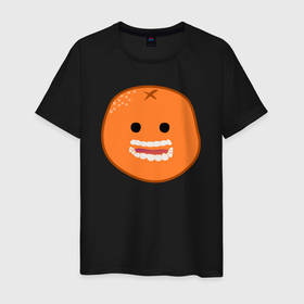 Мужская футболка хлопок с принтом Весёлый апельсин в Кировске, 100% хлопок | прямой крой, круглый вырез горловины, длина до линии бедер, слегка спущенное плечо. | 