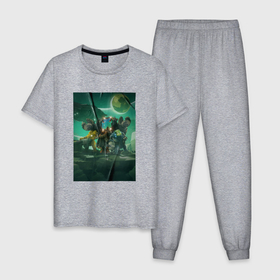 Мужская пижама хлопок с принтом Deep Rock Galactic на поверхности в Кировске, 100% хлопок | брюки и футболка прямого кроя, без карманов, на брюках мягкая резинка на поясе и по низу штанин
 | 