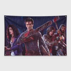 Флаг-баннер с принтом Evil Dead team в Кировске, 100% полиэстер | размер 67 х 109 см, плотность ткани — 95 г/м2; по краям флага есть четыре люверса для крепления | 