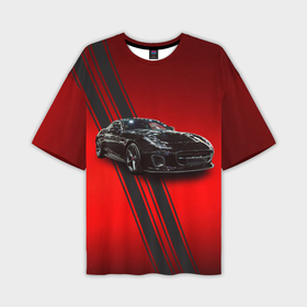 Мужская футболка oversize 3D с принтом Английский спортивный автомобиль Jaguar в Екатеринбурге,  |  | 