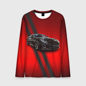 Мужской лонгслив 3D с принтом Английский спортивный автомобиль Jaguar в Екатеринбурге, 100% полиэстер | длинные рукава, круглый вырез горловины, полуприлегающий силуэт | 