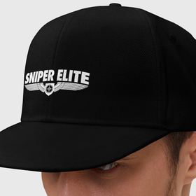 Кепка снепбек с прямым козырьком с принтом Sniper Elite логотип , хлопок 100% |  | 