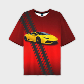 Мужская футболка oversize 3D с принтом Итальянский гиперкар Lamborghini Aventador ,  |  | 