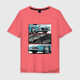 Мужская футболка хлопок Oversize с принтом Mercedes Benz 300SL Roadster V1 в Санкт-Петербурге, 100% хлопок | свободный крой, круглый ворот, “спинка” длиннее передней части | 