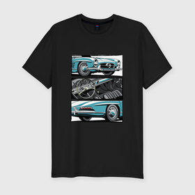 Мужская футболка хлопок Slim с принтом Mercedes Benz 300SL Roadster V1 в Кировске, 92% хлопок, 8% лайкра | приталенный силуэт, круглый вырез ворота, длина до линии бедра, короткий рукав | 