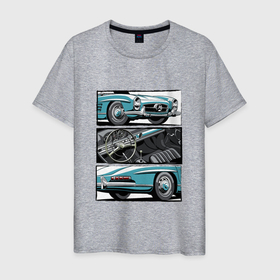 Мужская футболка хлопок с принтом Mercedes Benz 300SL Roadster V1 в Екатеринбурге, 100% хлопок | прямой крой, круглый вырез горловины, длина до линии бедер, слегка спущенное плечо. | 