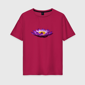 Женская футболка хлопок Oversize с принтом Фиолетовый Лотос в Санкт-Петербурге, 100% хлопок | свободный крой, круглый ворот, спущенный рукав, длина до линии бедер
 | 