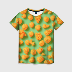 Женская футболка 3D с принтом Сладкий попкорн в Белгороде, 100% полиэфир ( синтетическое хлопкоподобное полотно) | прямой крой, круглый вырез горловины, длина до линии бедер | Тематика изображения на принте: 