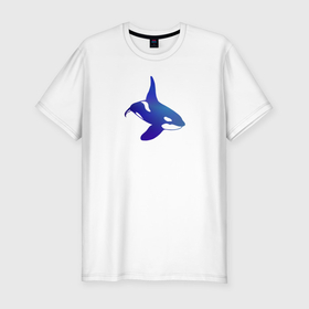 Мужская футболка хлопок Slim с принтом Косатка orca в Тюмени, 92% хлопок, 8% лайкра | приталенный силуэт, круглый вырез ворота, длина до линии бедра, короткий рукав | 