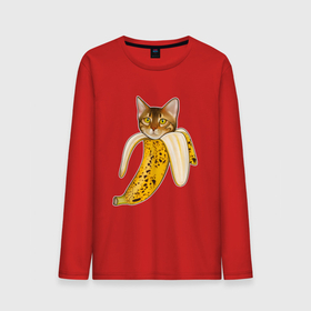 Мужской лонгслив хлопок с принтом Бенгальский кот банан в Тюмени, 100% хлопок |  | Тематика изображения на принте: 