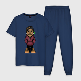 Мужская пижама хлопок с принтом Тупак в Петрозаводске, 100% хлопок | брюки и футболка прямого кроя, без карманов, на брюках мягкая резинка на поясе и по низу штанин
 | 