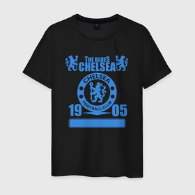 Мужская футболка хлопок с принтом FC Chelsea London в Петрозаводске, 100% хлопок | прямой крой, круглый вырез горловины, длина до линии бедер, слегка спущенное плечо. | 