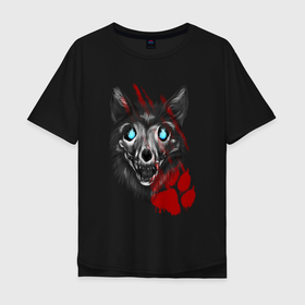 Мужская футболка хлопок Oversize с принтом Призрачный волк в Новосибирске, 100% хлопок | свободный крой, круглый ворот, “спинка” длиннее передней части | Тематика изображения на принте: 