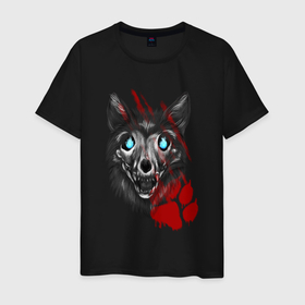 Мужская футболка хлопок с принтом Призрачный волк в Кировске, 100% хлопок | прямой крой, круглый вырез горловины, длина до линии бедер, слегка спущенное плечо. | 