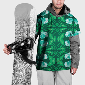 Накидка на куртку 3D с принтом Зелёный цветочный паттерн в Кировске, 100% полиэстер |  | 