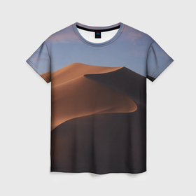 Женская футболка 3D с принтом Вечерние дюны в Санкт-Петербурге, 100% полиэфир ( синтетическое хлопкоподобное полотно) | прямой крой, круглый вырез горловины, длина до линии бедер | 