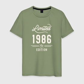 Мужская футболка хлопок с принтом 1986 ограниченный выпуск в Кировске, 100% хлопок | прямой крой, круглый вырез горловины, длина до линии бедер, слегка спущенное плечо. | 