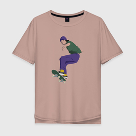 Мужская футболка хлопок Oversize с принтом Скейтбординг в Кировске, 100% хлопок | свободный крой, круглый ворот, “спинка” длиннее передней части | 