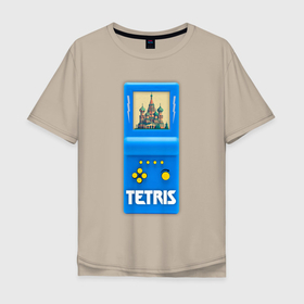 Мужская футболка хлопок Oversize с принтом Тетрис Консоль в Петрозаводске, 100% хлопок | свободный крой, круглый ворот, “спинка” длиннее передней части | 