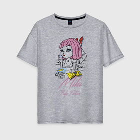 Женская футболка хлопок Oversize с принтом Mila   pulp fiction , 100% хлопок | свободный крой, круглый ворот, спущенный рукав, длина до линии бедер
 | 