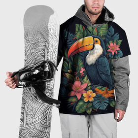 Накидка на куртку 3D с принтом Тукан на фоне тропических листьев: арт нейросети в Новосибирске, 100% полиэстер |  | Тематика изображения на принте: 