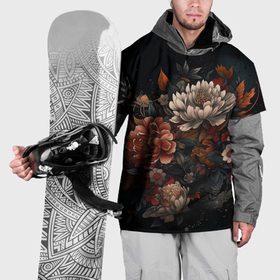 Накидка на куртку 3D с принтом Хризантемы: арт нейросети в стиле японской татуировки , 100% полиэстер |  | 