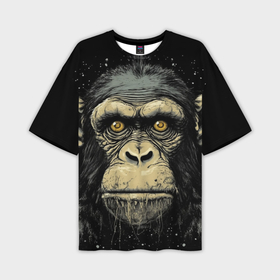 Мужская футболка oversize 3D с принтом Портрет обезьяны: арт нейросети в Тюмени,  |  | 