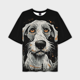 Мужская футболка oversize 3D с принтом Портрет белой собаки: арт нейросети в Кировске,  |  | 