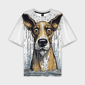 Мужская футболка oversize 3D с принтом Портрет рыжего пса: арт нейросети в Санкт-Петербурге,  |  | 
