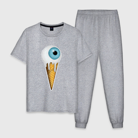 Мужская пижама хлопок с принтом Мороженное глаз , 100% хлопок | брюки и футболка прямого кроя, без карманов, на брюках мягкая резинка на поясе и по низу штанин
 | 