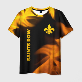 Мужская футболка 3D с принтом Saints Row   gold gradient: надпись, символ в Петрозаводске, 100% полиэфир | прямой крой, круглый вырез горловины, длина до линии бедер | Тематика изображения на принте: 