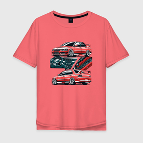Мужская футболка хлопок Oversize с принтом Mitsubishi Lancer Evolution IX V1 в Тюмени, 100% хлопок | свободный крой, круглый ворот, “спинка” длиннее передней части | Тематика изображения на принте: 