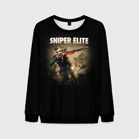 Мужской свитшот 3D с принтом Sniper Elite 5 в Ухте, 100% полиэстер с мягким внутренним слоем | круглый вырез горловины, мягкая резинка на манжетах и поясе, свободная посадка по фигуре | Тематика изображения на принте: 