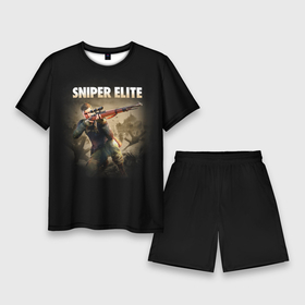 Мужской костюм с шортами 3D с принтом Sniper Elite 5 в Ухте,  |  | Тематика изображения на принте: 