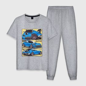 Мужская пижама хлопок с принтом Mercedes Benz AMG GT V1 в Тюмени, 100% хлопок | брюки и футболка прямого кроя, без карманов, на брюках мягкая резинка на поясе и по низу штанин
 | 
