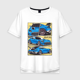 Мужская футболка хлопок Oversize с принтом Mercedes Benz AMG GT V1 в Санкт-Петербурге, 100% хлопок | свободный крой, круглый ворот, “спинка” длиннее передней части | 