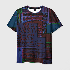 Мужская футболка 3D с принтом Рельеф плит в Екатеринбурге, 100% полиэфир | прямой крой, круглый вырез горловины, длина до линии бедер | 
