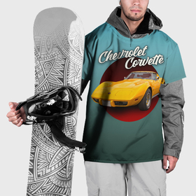 Накидка на куртку 3D с принтом Классический спорткар Chevrolet Corvette Stingray в Тюмени, 100% полиэстер |  | 