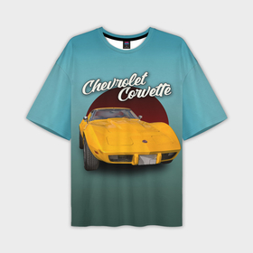 Мужская футболка oversize 3D с принтом Американский спорткар Chevrolet Corvette Stingray C3 в Новосибирске,  |  | 