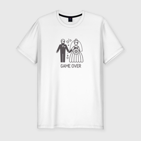 Мужская футболка хлопок Slim с принтом Жених и невеста   игра закончена в Тюмени, 92% хлопок, 8% лайкра | приталенный силуэт, круглый вырез ворота, длина до линии бедра, короткий рукав | 