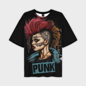 Мужская футболка oversize 3D с принтом девушка     панк ,  |  | 