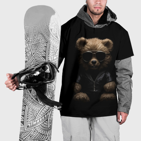 Накидка на куртку 3D с принтом Брутальный плюшевый медведь в Курске, 100% полиэстер |  | 