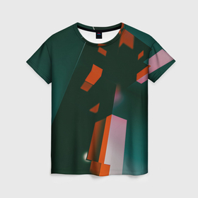 Женская футболка 3D с принтом Сюрреалистичные геометрические фигуры в Кировске, 100% полиэфир ( синтетическое хлопкоподобное полотно) | прямой крой, круглый вырез горловины, длина до линии бедер | 