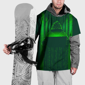 Накидка на куртку 3D с принтом Хакер программист неон зеленый в Екатеринбурге, 100% полиэстер |  | 