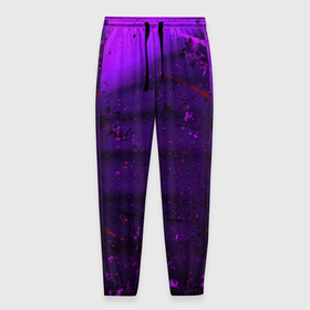 Мужские брюки 3D с принтом Фиолетовые тени и краски во тьме в Петрозаводске, 100% полиэстер | манжеты по низу, эластичный пояс регулируется шнурком, по бокам два кармана без застежек, внутренняя часть кармана из мелкой сетки | Тематика изображения на принте: 