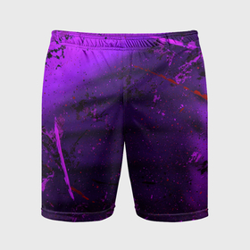 Мужские шорты спортивные с принтом Фиолетовые тени и краски во тьме в Петрозаводске,  |  | 
