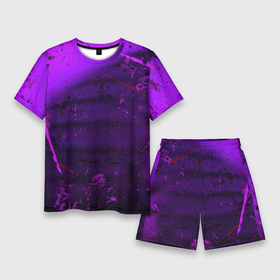 Мужской костюм с шортами 3D с принтом Фиолетовые тени и краски во тьме ,  |  | 