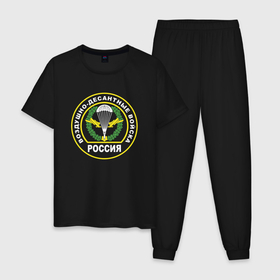 Мужская пижама хлопок с принтом Воздушно Десантные Войска в Белгороде, 100% хлопок | брюки и футболка прямого кроя, без карманов, на брюках мягкая резинка на поясе и по низу штанин
 | 