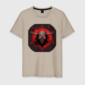 Мужская футболка хлопок с принтом Призванный демон в Курске, 100% хлопок | прямой крой, круглый вырез горловины, длина до линии бедер, слегка спущенное плечо. | 